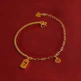 18K Lucky 7 Bracelet Necklace Chain for Women Solid 999 Rope Chain