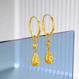 18K Water Drop Earrings for Women 999 Earrings Wedding Party