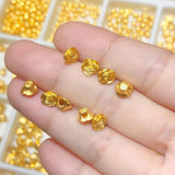 Real 24K Yellow Pendant 3D Mini Fu Word Rose Flower Bead 0.08-0.15g