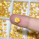 Real 24K Yellow Pendant 3D Mini Fu Word Rose Flower Bead 0.08-0.15g