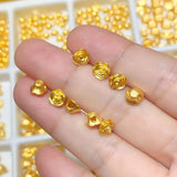 Real 24K Yellow Pendant 3D Mini Fu Word Rose Flower Bead 0.08-0.15g