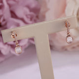 S925 Silver Drop Earrings Natural Rose Quartz Oval Wedding Brincos