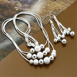 925 Silver Snake Chain Bracelet Necklace Set Charm Jewelry Gift