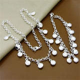 925 Silver Snake Chain Bracelet Necklace Set Charm Jewelry Gift