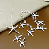 925 Silver Snake Chain Bracelet Necklace Set Charm Jewelry Gift