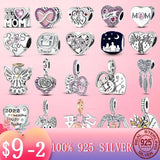 Silver Infinity Heart Dangle Charm Family Mom Charms for Bracelet DIY Making
