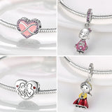 Silver Infinity Heart Dangle Charm Family Mom Charms for Bracelet DIY Making