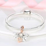Silver Infinity Heart Dangle Charm Family Mom Charms for Bracelet DIY Making