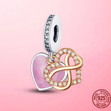 Silver Infinity Heart Dangle Charm Family Mom Charms for Bracelet DIY Making