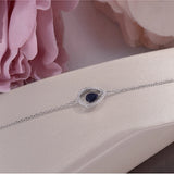925 Silver Bracelet for Women Sapphire Water Drop Gemstone Charm Bangles