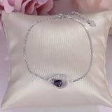 925 Silver Bracelet for Women Sapphire Water Drop Gemstone Charm Bangles