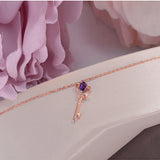Sterling Silver Amethyst Crown Key to Heart Bracelet