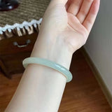 Real Chinese Nephrite Hetian Jade Thin Round Bar Bangle Bracelet