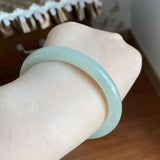 Real Chinese Nephrite Hetian Jade Thin Round Bar Bangle Bracelet