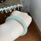 Real Chinese Nephrite Hetian Jade Thin Round Bar Bangle Bracelet