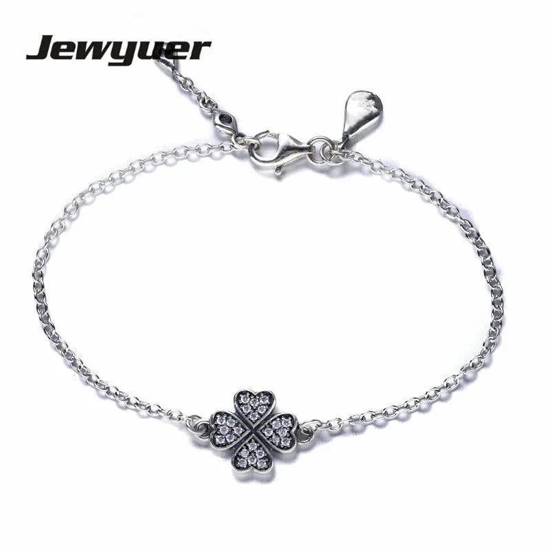 Sterling Silver Clover Bracelet for Christmas YL044