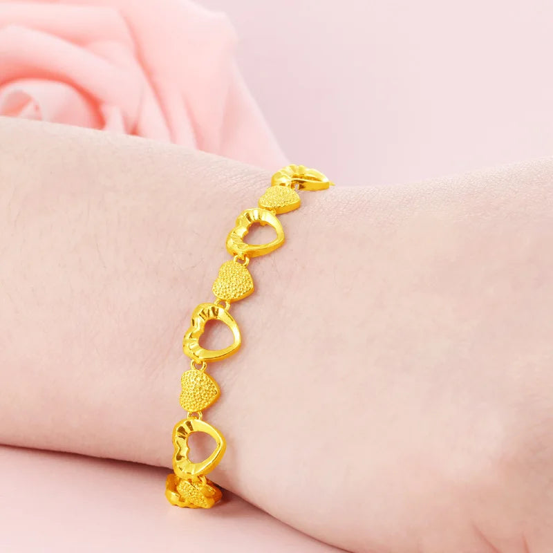 18K Bohemia Anniversary Yellow Heart Resizable Charm Bracelet