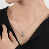 Sterling Silver Heart Charms Necklace Love Pendant Anniversary Gift