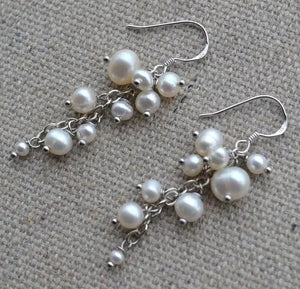 Pearl Earrings 2-7mm Real Freshwater Silver Dangle Jewelry