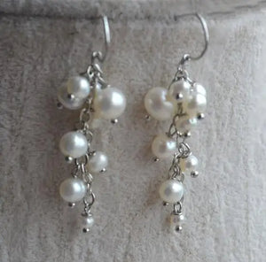 Pearl Earrings 2-7mm Real Freshwater Silver Dangle Jewelry