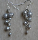 Gray Grape Freshwater Pearl Earrings 925 Sterling Silver Dangle Jewelry