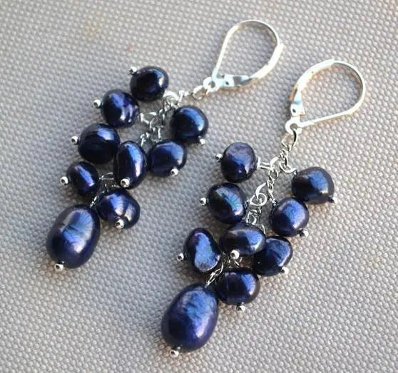 Baroque Freshwater Pearl Earrings 925 Sterling Silver Dangle Jewelry