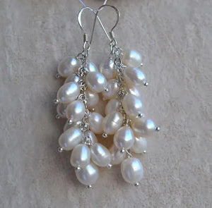 Freshwater Pearl Earrings 925 Silver Dangle Jewelry