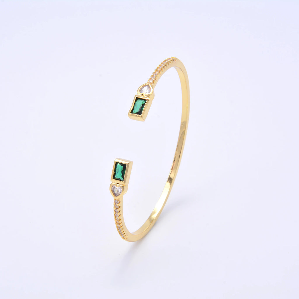 Colored Crystal Brass Solid Bracelet Paved Zircon Jewellery DIY Bangle