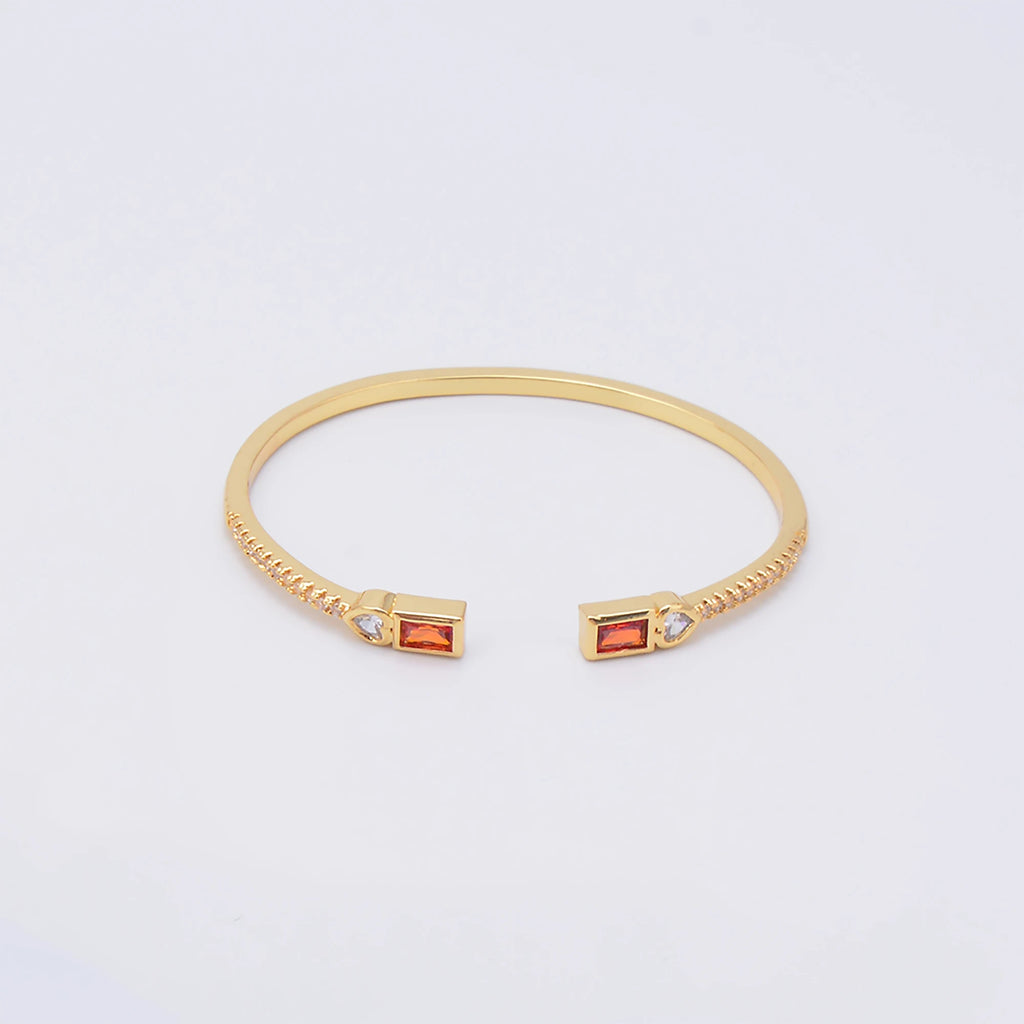 Colored Crystal Brass Solid Bracelet Paved Zircon Jewellery DIY Bangle