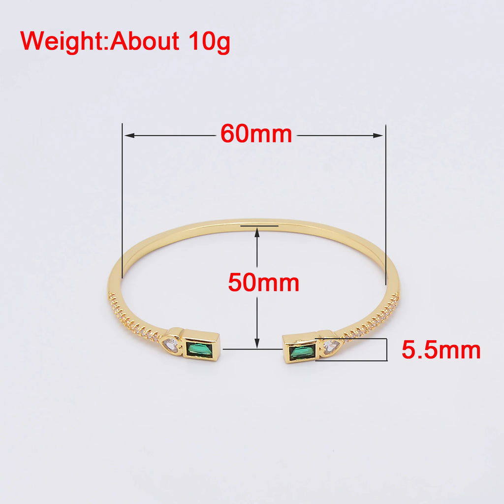 Colored Crystal Brass Solid Bracelet Paved Zircon Jewellery DIY Bangle