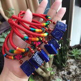 Hand Woven Bracelet Natural Stone Pendant Luck Women Adjustable