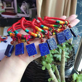 Hand Woven Bracelet Natural Stone Pendant Luck Women Adjustable