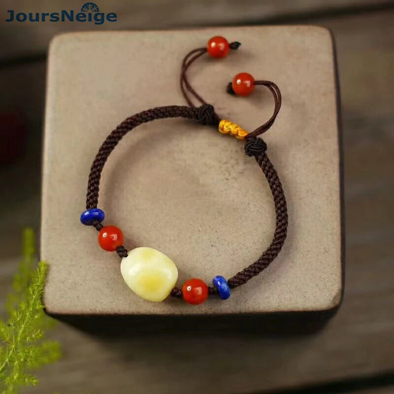 Hand Woven Bracelet Yellow Natural Stone Jewelry