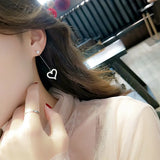 Korea Jewelry Heart Dangle Earrings Solid 925 Sterling Silver Simulated Diamond