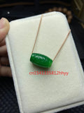Burmese Green Jade Bamboo Pendant Necklace, 925 Silver Accessories