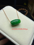 Burmese Green Jade Bamboo Pendant Necklace, 925 Silver Accessories