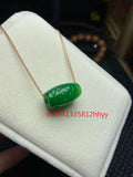 Burmese Green Jade Bamboo Pendant Necklace, 925 Silver Accessories