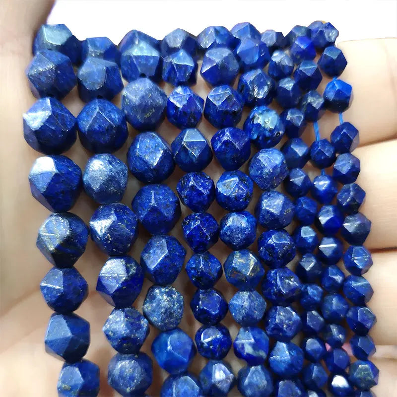 Faceted Lapis Lazuli Round Stone Beads for Jewelry Making DIY 6/8/10mm