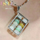 Natural Feicui Jade 925 Silver Abacus Beads Necklace Pendant