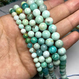 Natural Dream Amazonite Round Loose Stone Beads 6-10mm Strand 15''