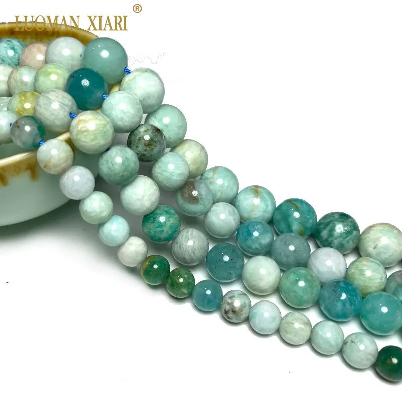 Natural Dream Amazonite Round Loose Stone Beads 6-10mm Strand 15''