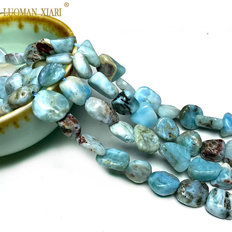 Natural Larimar Stone Chips Beads for Jewelry Making