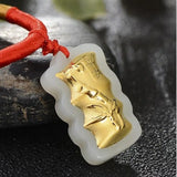 Natural Hetian Jade 24K Yellow Bamboo Pendant