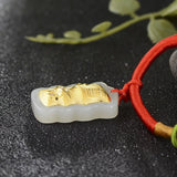 Natural Hetian Jade 24K Yellow Bamboo Pendant