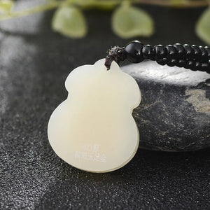 Natural Hetian Jade 24K Yellow Lucky Fu Bag Pendant 25x20mm