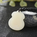 Natural Hetian Jade 24K Yellow Lucky Fu Bag Pendant 25x20mm
