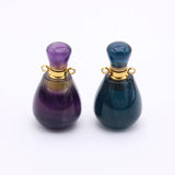 Purple Fluorite Perfume Bottle Stone Pendant Necklace