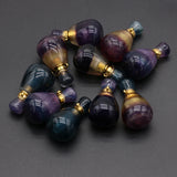 Purple Fluorite Perfume Bottle Stone Pendant Necklace