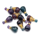 Purple Fluorite Perfume Bottle Stone Pendant Necklace
