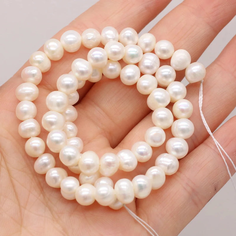 Natural Polished Pearl Beads Round AA High Punching Pearl for Jewelry Making